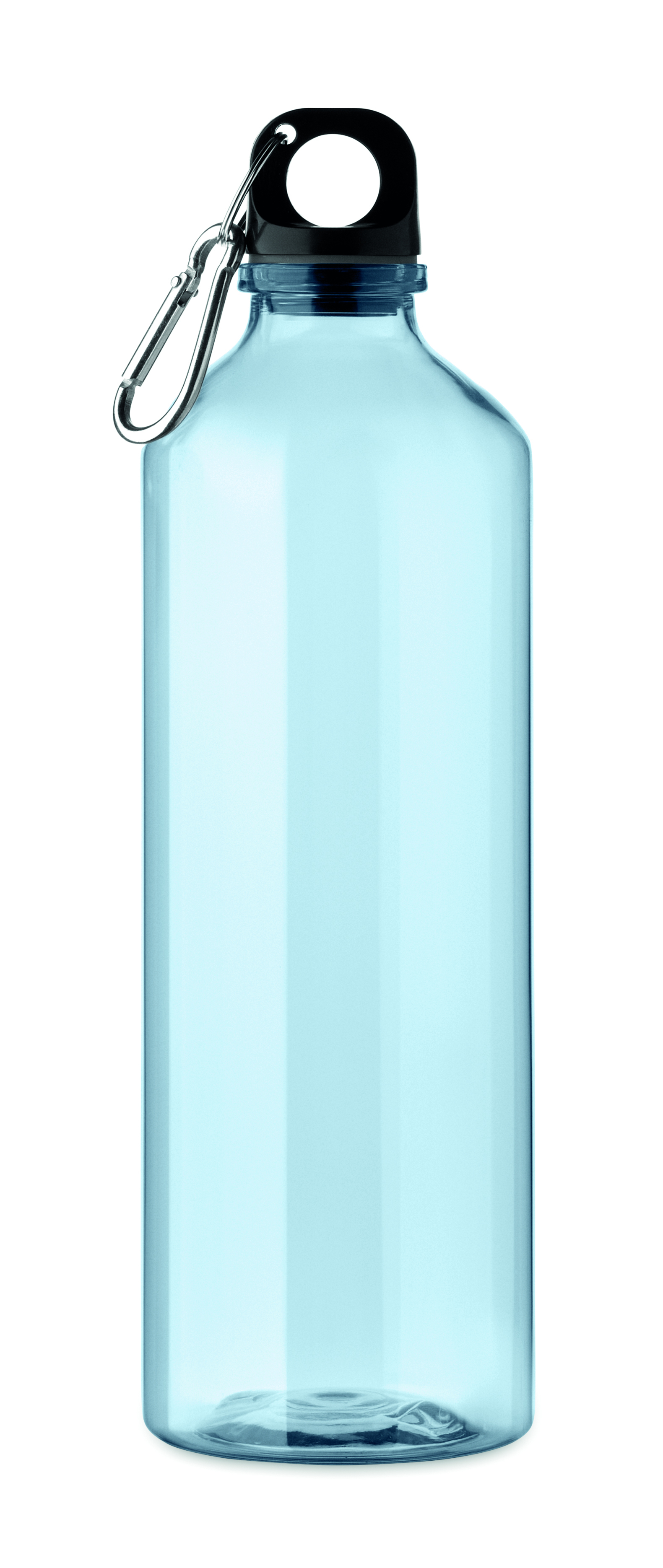 Gourde publicitaire en RPET avec mousqueton 750 ml Moss bleu clair transparent